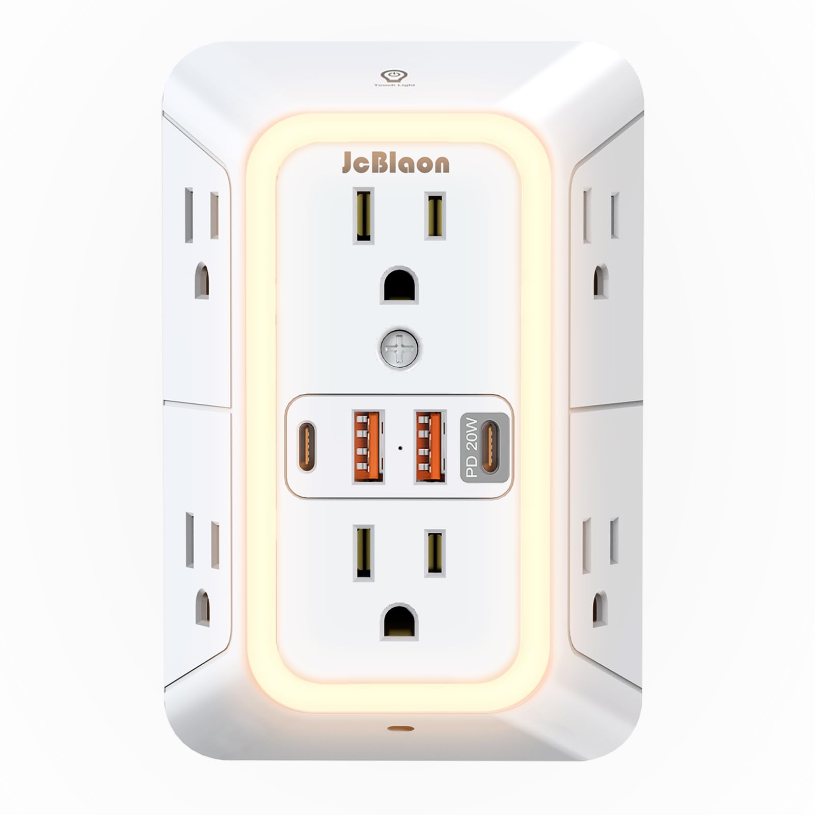 JcBlaon Wall Outlet Extender with Night Light, Power Plug Adapter by JcBlaon - Angle View 9