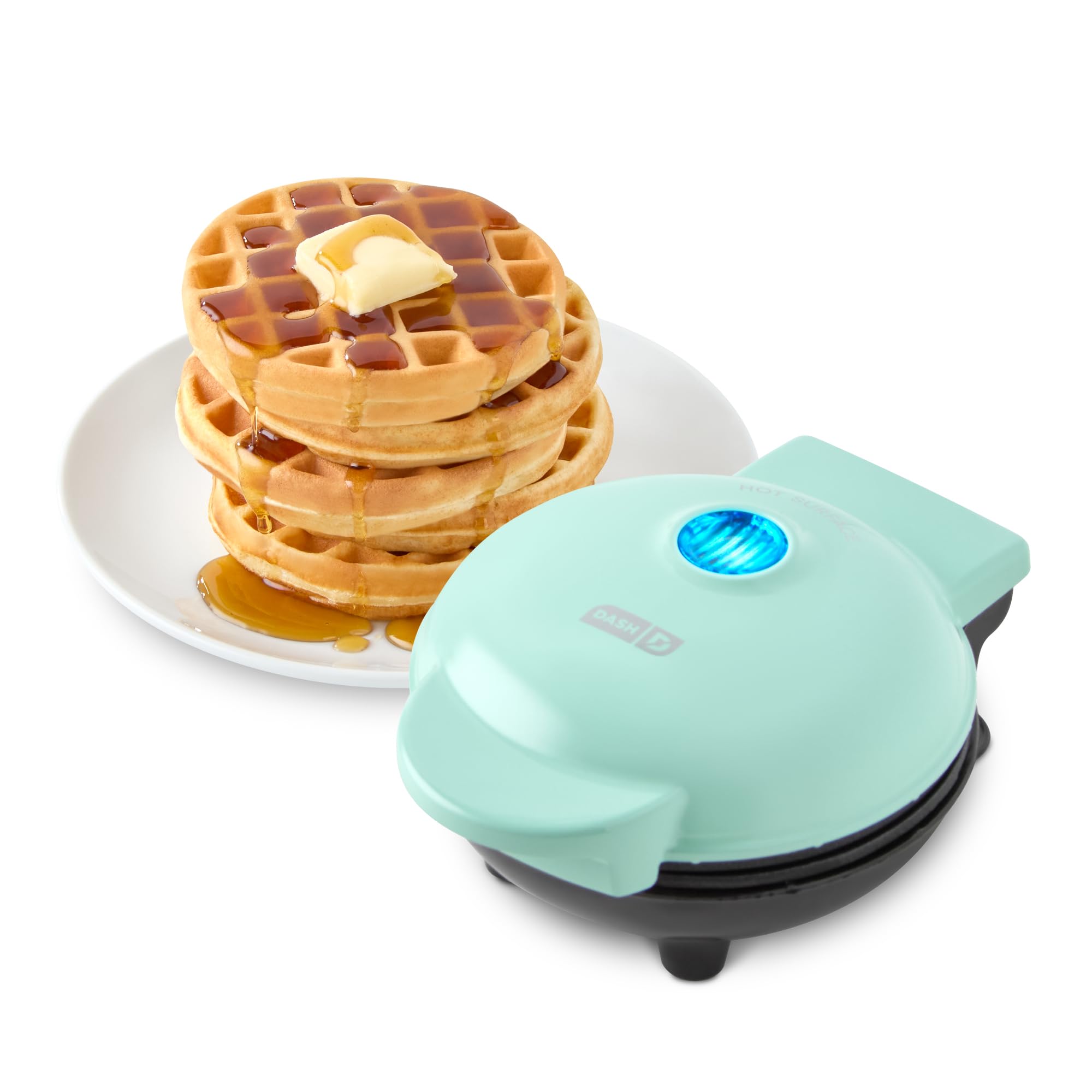 Dash Mini Waffle Maker, 4-Inch Nonstick Cooking Surface, Aqua - View 1