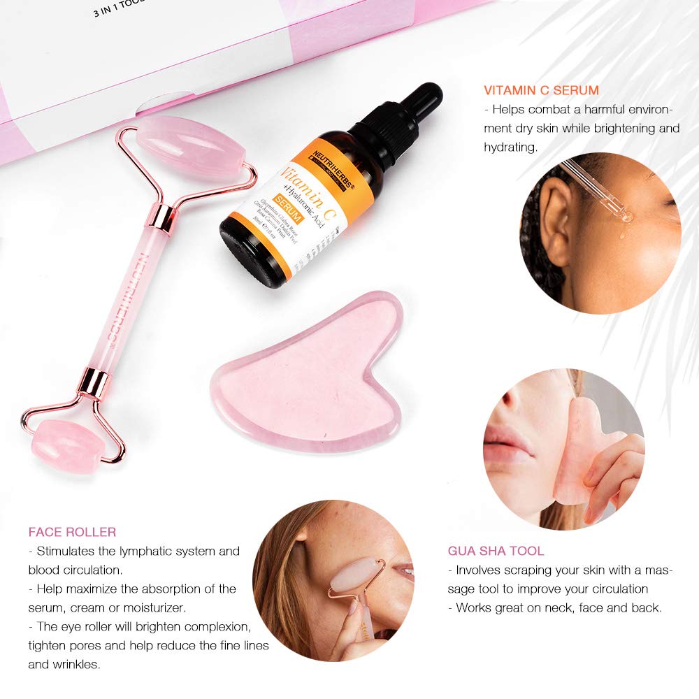 NEUTRIHERBS Jade Gua Sha Face Roller Vitamin C Serum Facial - Neutriherbs Official Imagery - 4