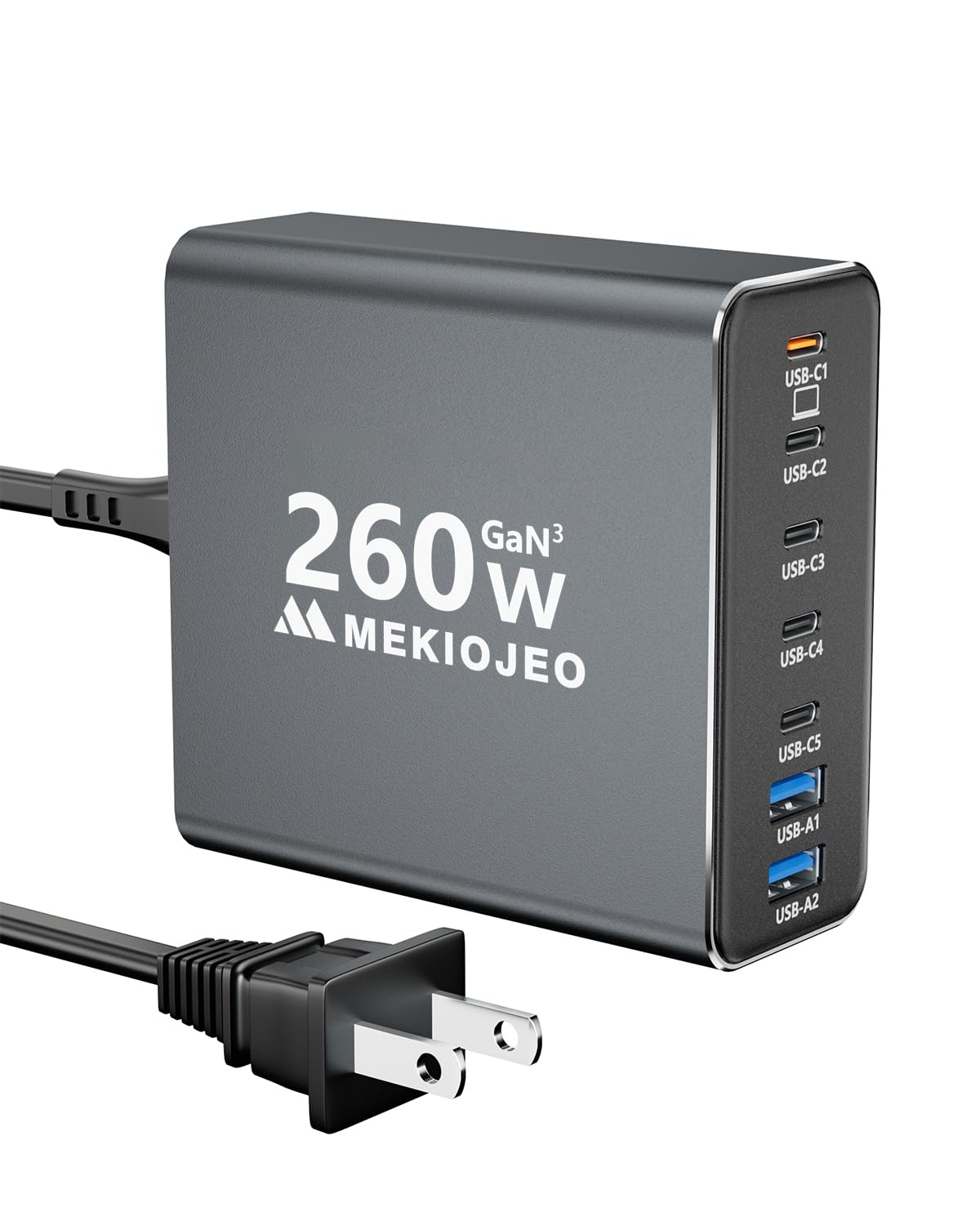 MEKIOJEO Aluminum Alloy 260W USB C Charger GaN Fast USB C - MEKIOJEO Official Imagery - 2