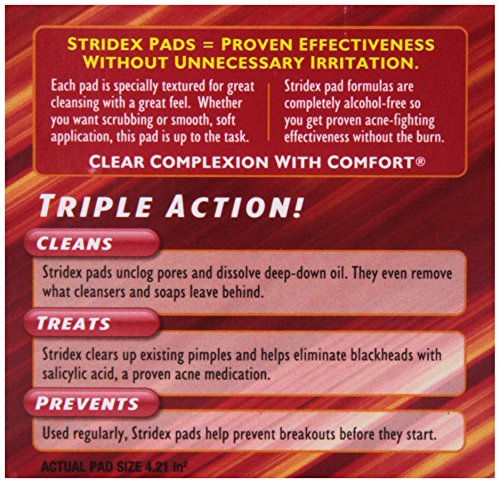 Stridex Maximum Acne Pads, Alcohol Free Salicylic Acid Pads for - Product Imagery