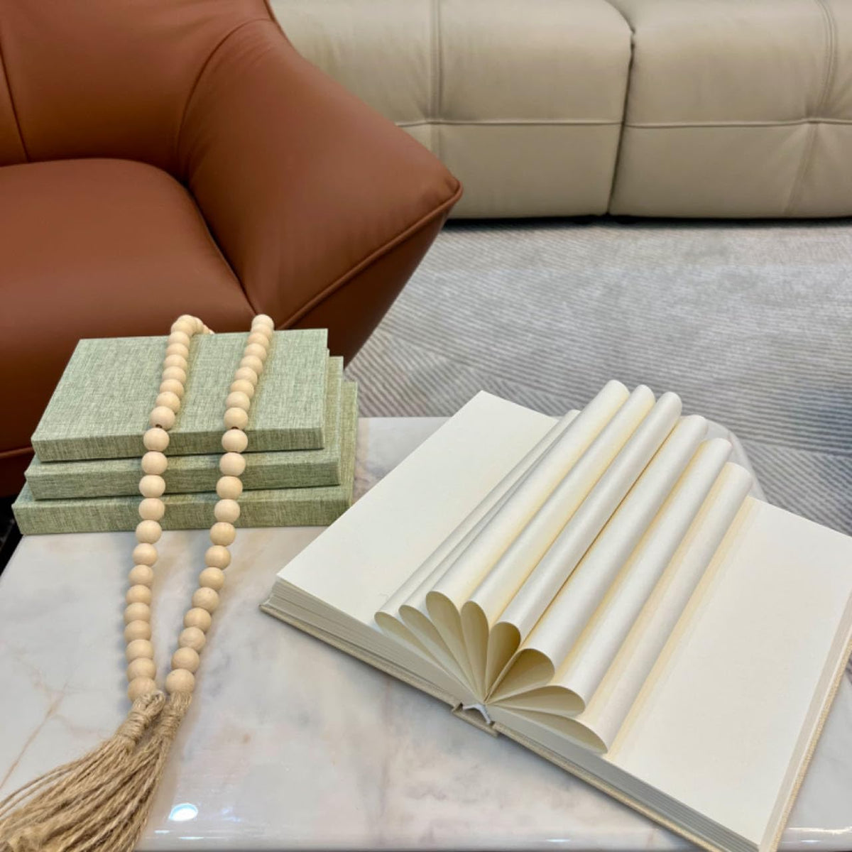 Linen Decorative Books for Home with Wood Beaded Tassel 4 - ADUN Stationery Official Imagery - 5