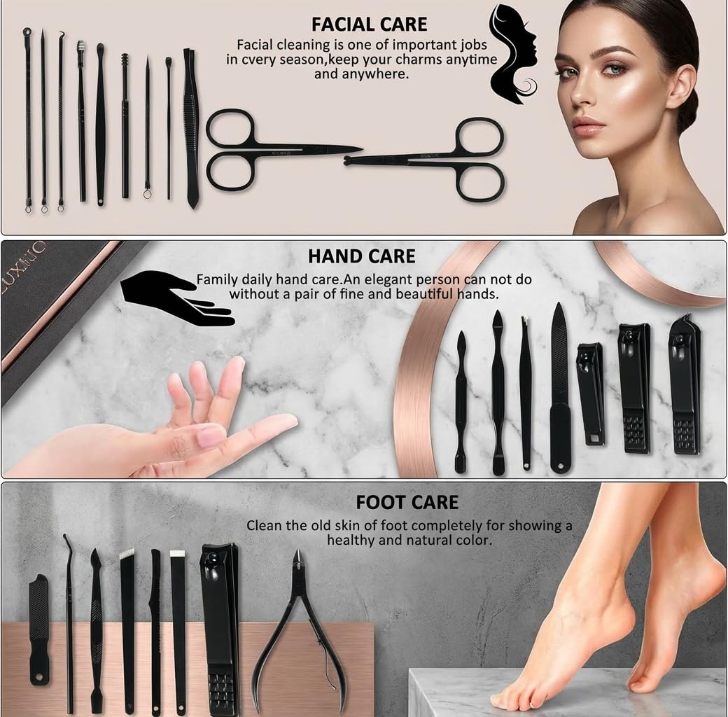 MINKINH Manicure Set Professional Nail Clipper Kit-26 Pieces,Brow by MINKINH - Angle View 4