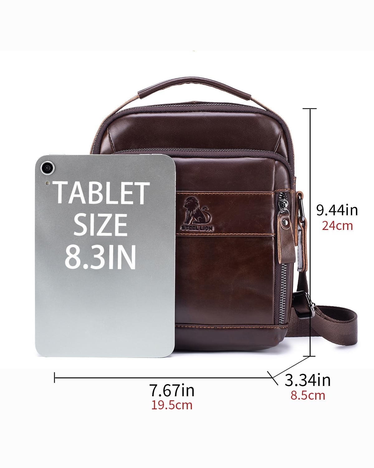Men s Cowhide Leather Crossbody Shoulder Bag Top Handle - STEELLION Official Imagery - 5