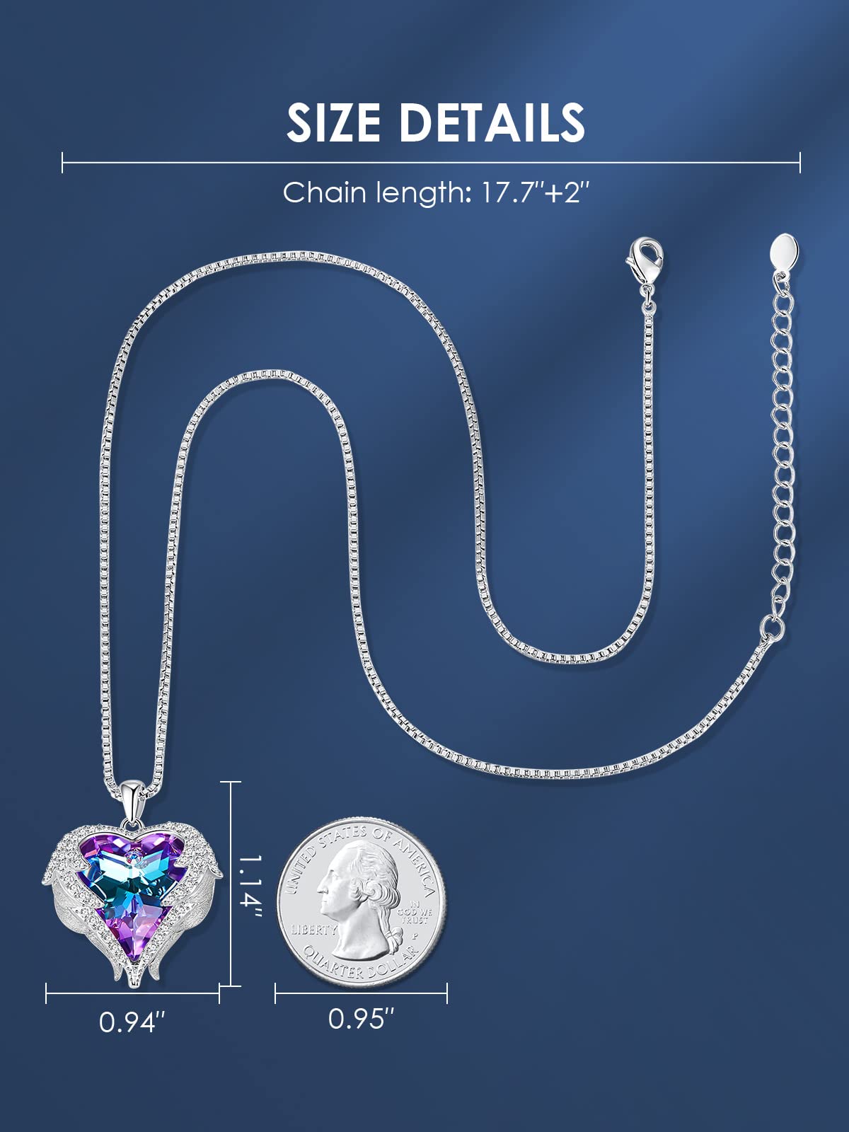 CDE Angel Wings Heart Birthstone Pendant Necklace Gift for - CDE Official Imagery - 5