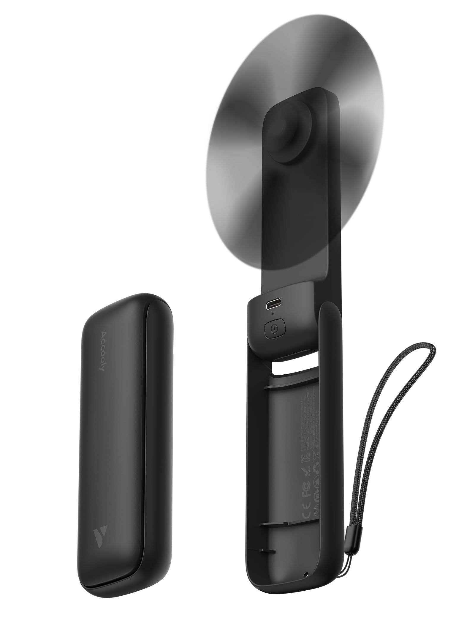 Aecooly Slim Portable Fan, Thin Handheld Fan, USB Rechargeable Mi - Aecooly Official Product View 1