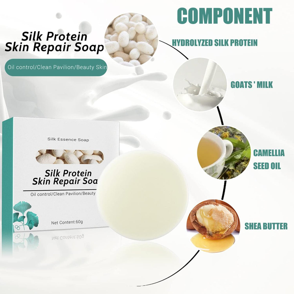 2PCs SkinFerm Collagen Milk Whitening Soap Silk Protein Skin - YG LianKai Official Product Imagery - 6