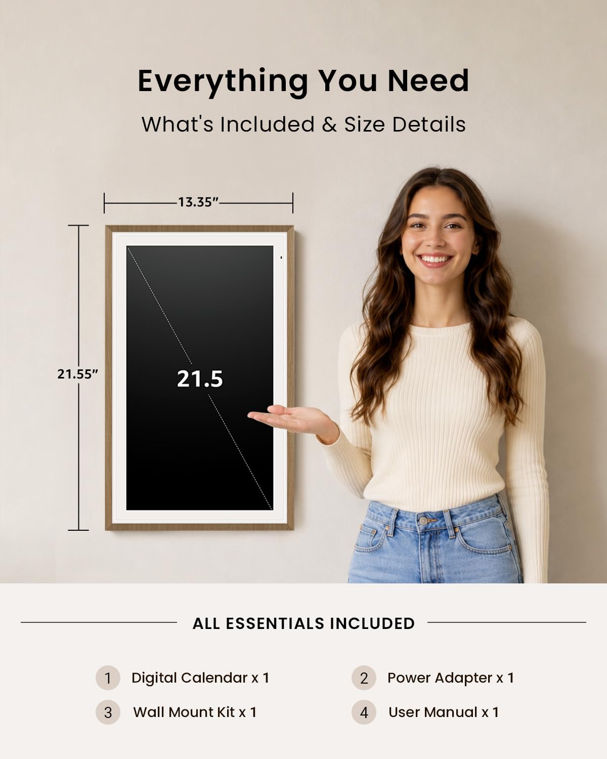 Apolosign 21.5-inch Digital Calendar, Smart Wall Planner with Cal - ApoloSign Official Product View 2