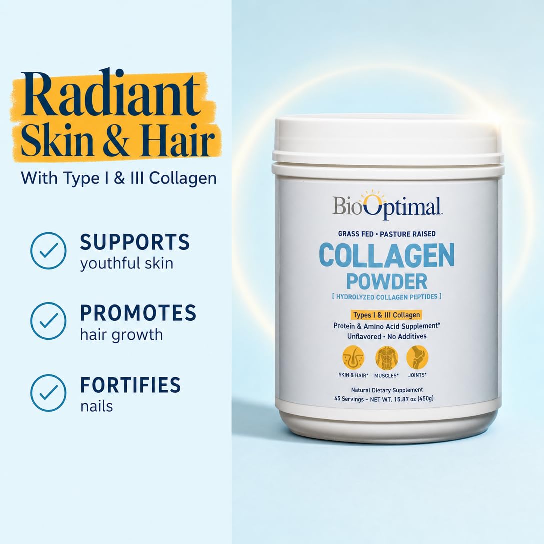 BioOptimal Grass Fed Hydrolyzed Collagen Powder Unflavored - BioOptimal Official Imagery - 3