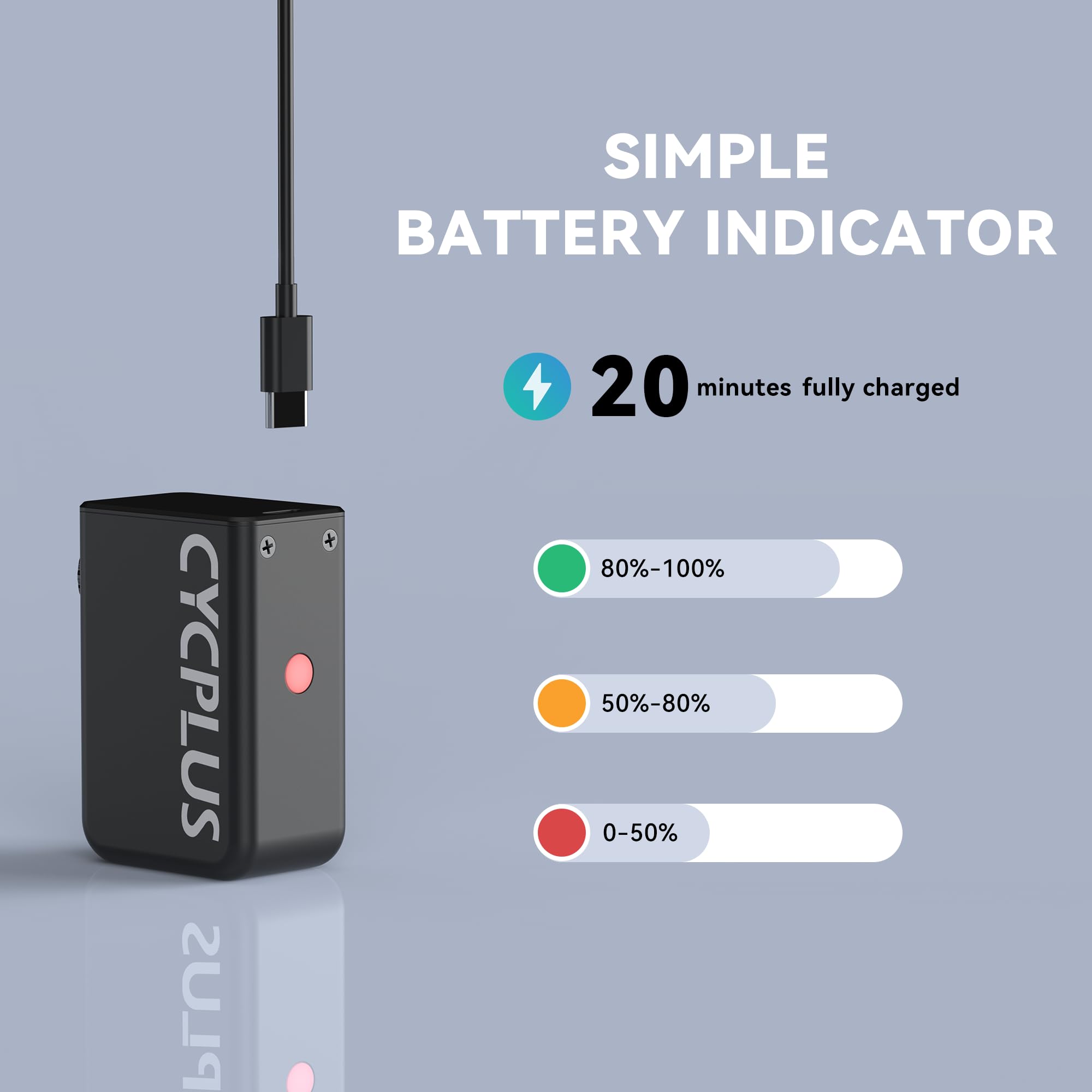 CYCPLUS Tiny E-Pump Bike Pump, AS2, 97g, Aluminum Alloy Shell, No by CYCPLUS - Angle View 7