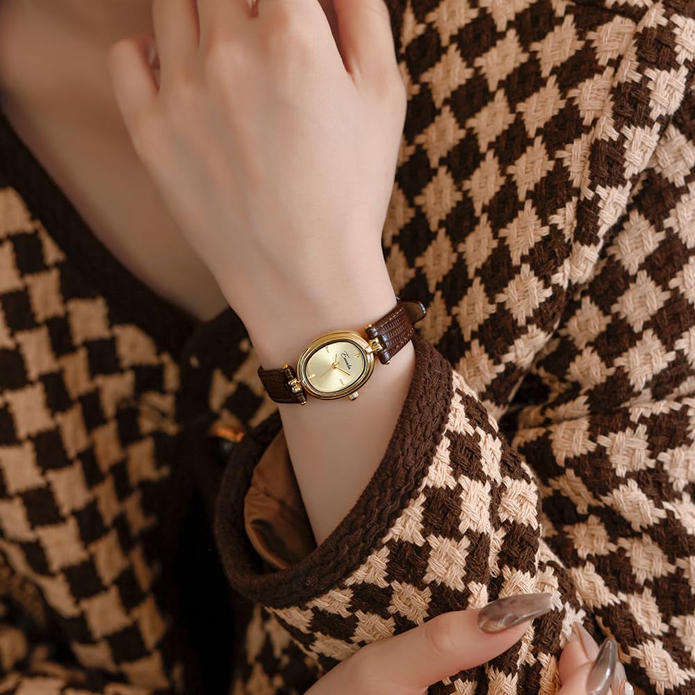Women s Vintage Fashion Small Gold Oval Quartz Watches - CARLIEN Official Imagery - 5