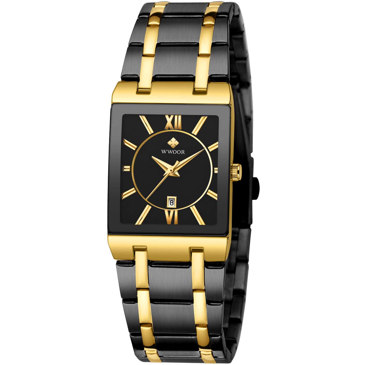 WWOOR Square Watches for Men Stainless Steel Mens Square Watch - Product Imagery