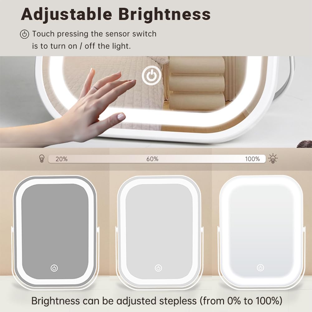 YEKKOPT Travel Makeup Mirror with Lights Portable Small - YEKKOPT Official Imagery - 6