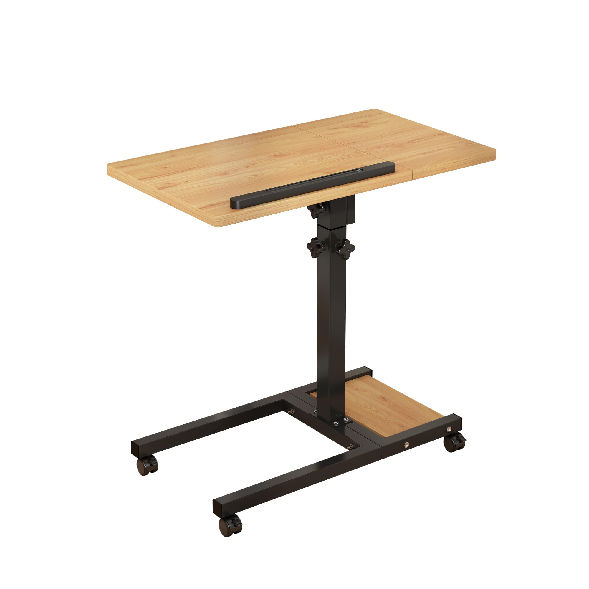 TigerDad rolling laptop desk with tiltable split top and mouse pad, portable table for work or study.