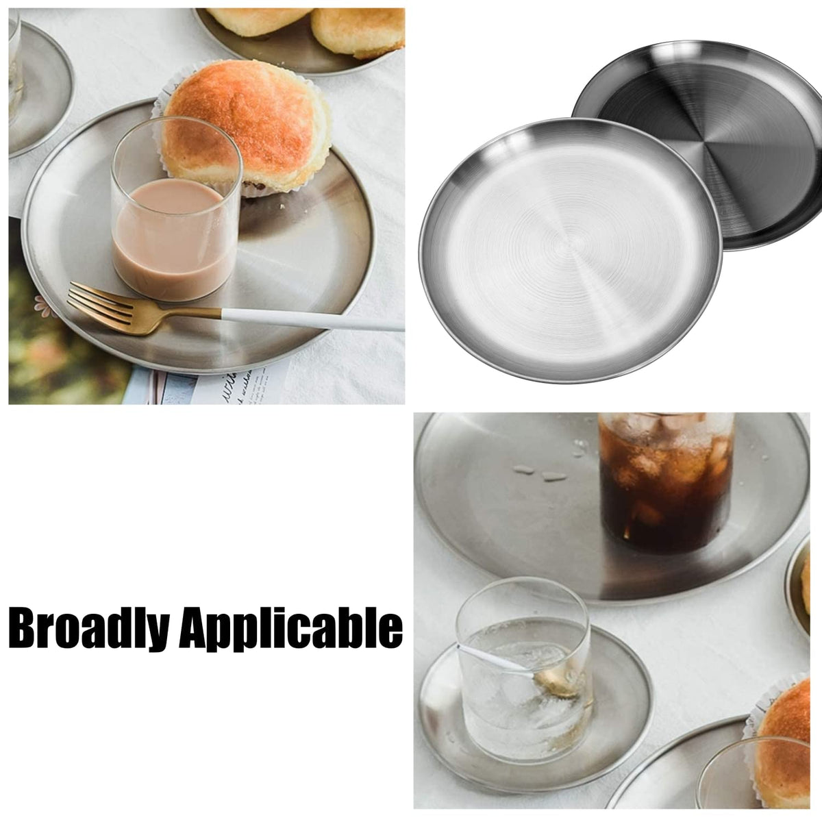 CAMBUY Stainless Steel Plates 9 inch 10 Pcs Metal Dinner - CAMBUY Official Imagery - 7