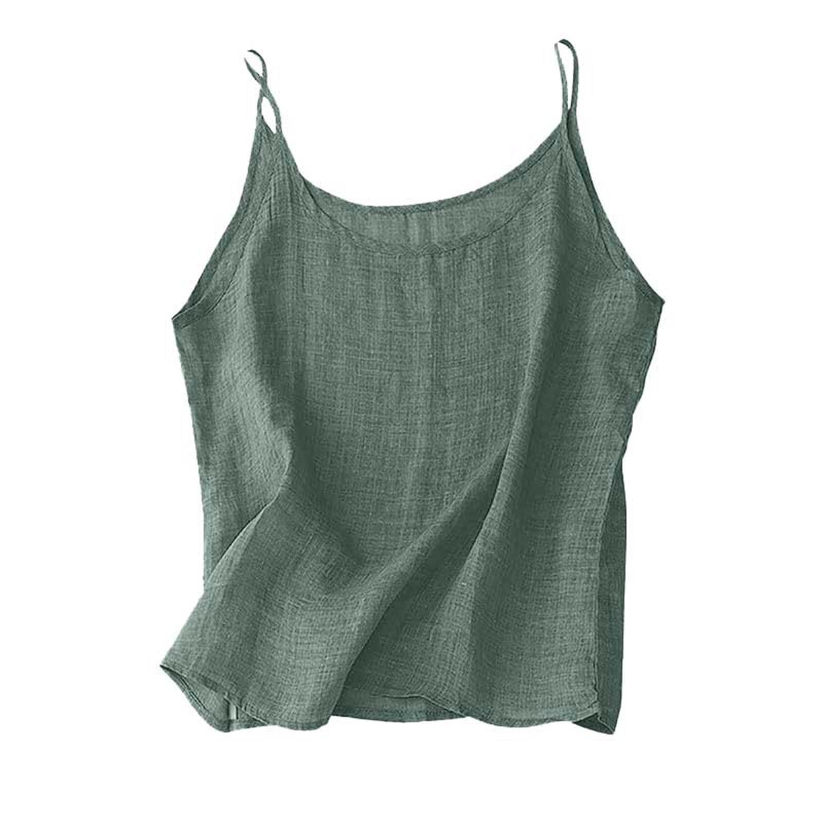 Cotton Linen Tank Tops for Women 2025 Summer Sleeveless Spaghetti Stra - View 10