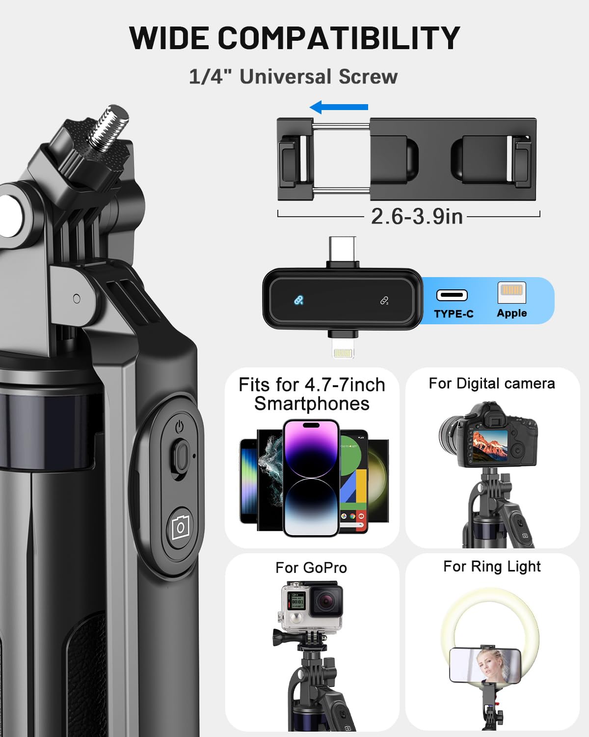 Yeaki Vlogging Kit for iPhone Android 71 Selfie Stick Tripod - Yeaki Official Imagery - 8