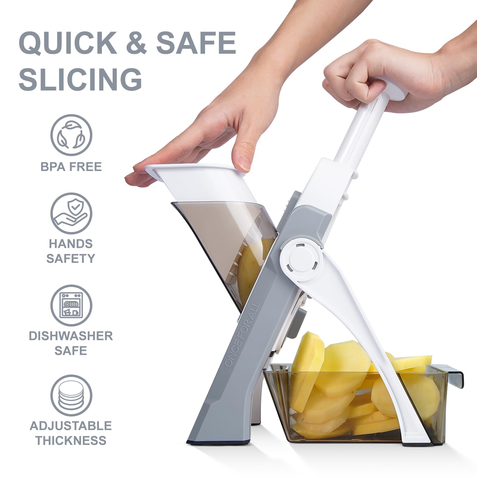 SupMaKin Safe Mandoline Slicer for Kitchen,Adjustable Potato Slic by SupMaKin - Angle View 6