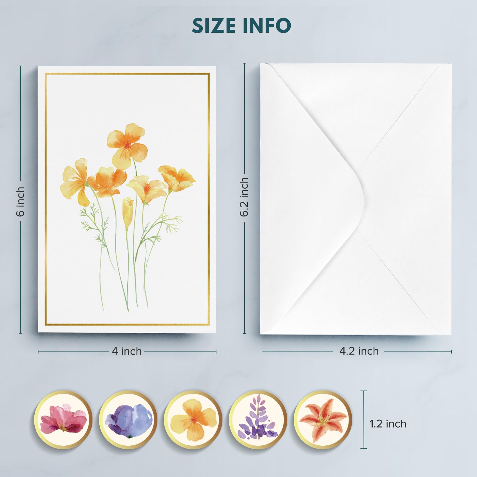 Blank Cards 30-Pack Gold Foil Floral Note Cards with Envelopes