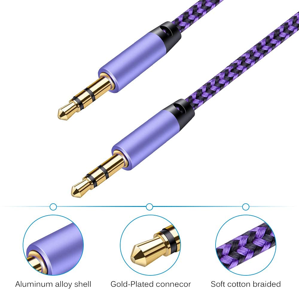 AILKIN 2pack/10 Ft Aux Cord 3.5mm Audio Cable Ox Chord Male To Ma by AILKIN - Angle View 6