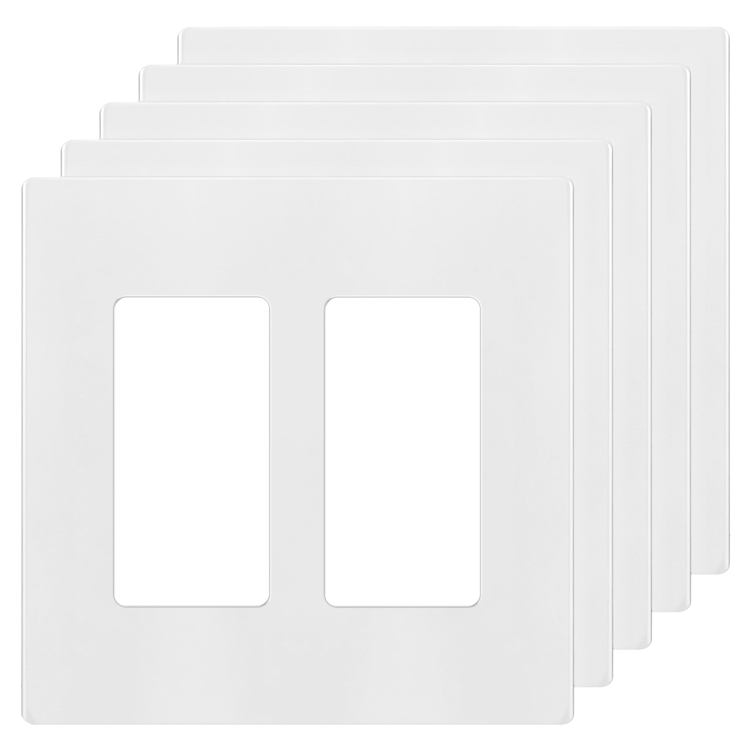 ENERLITES 2-Gang White Screwless Decorator Wall Plate Outlet Cove - ENERLITES Official Product View 1