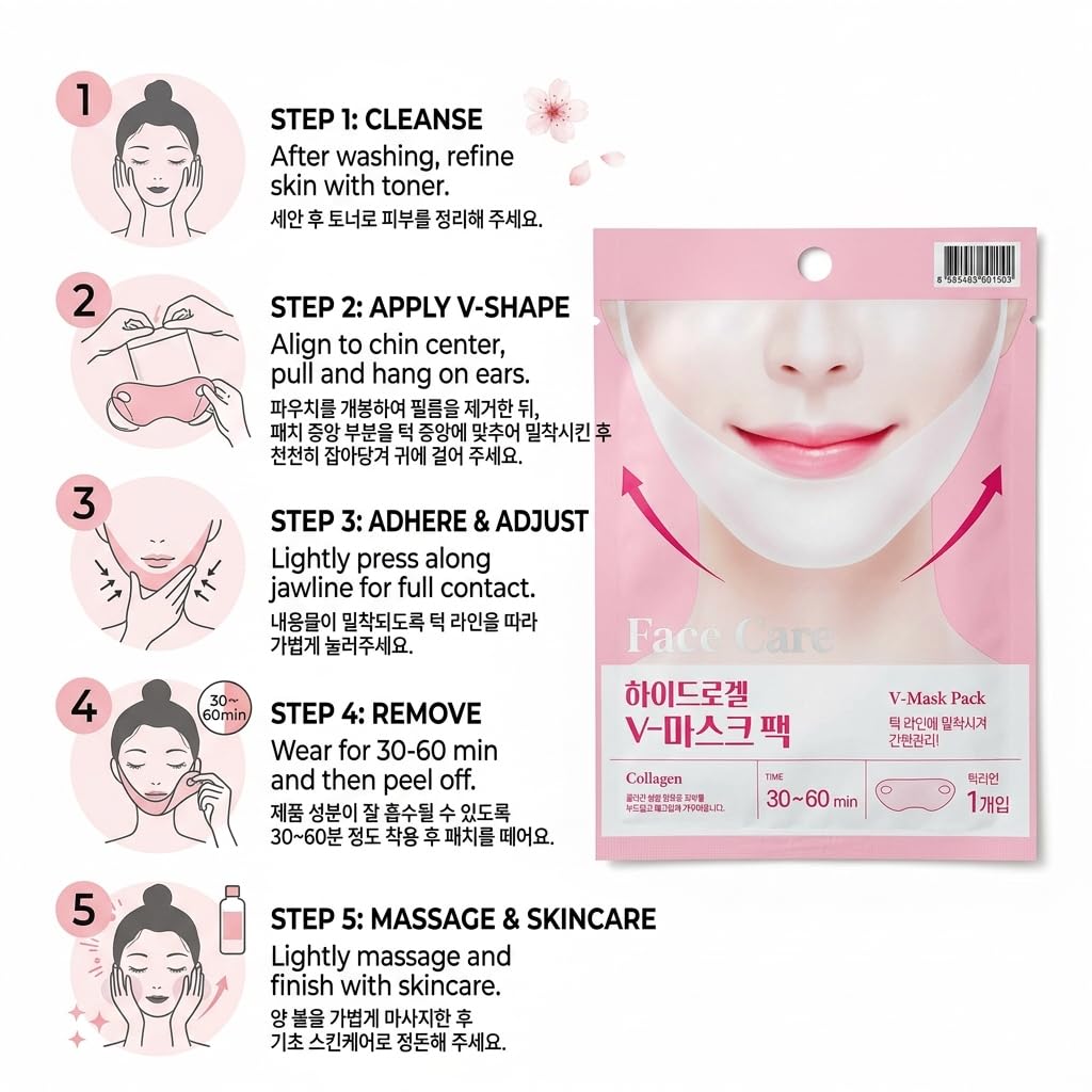 Collagen Hydrogel Chin Patch, Hydrating Mask 3 Pack 브이라인 턱 마스크 - Benepisyo