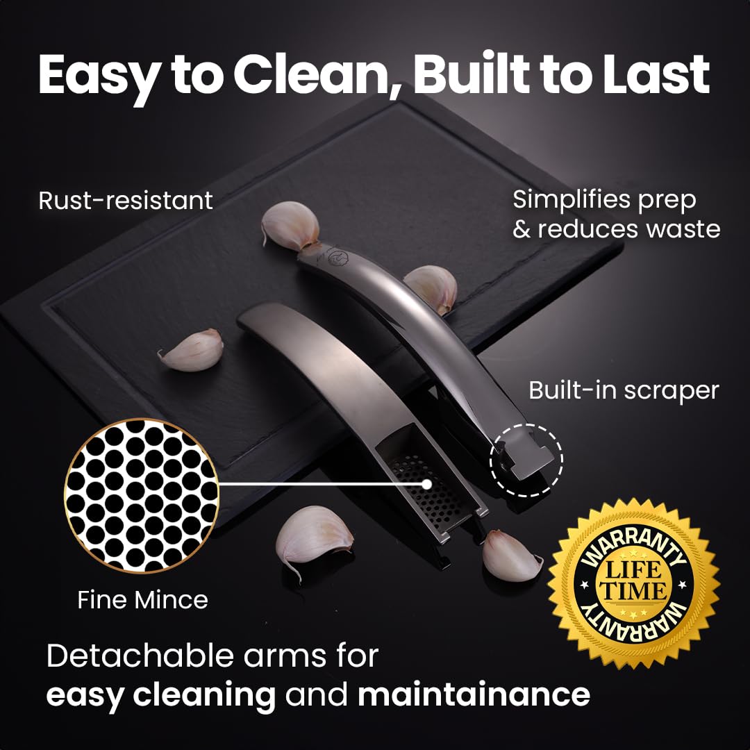 Gourmet Easy Garlic Press Lifetime Replacement, No Need to Peel, Fine - View 5