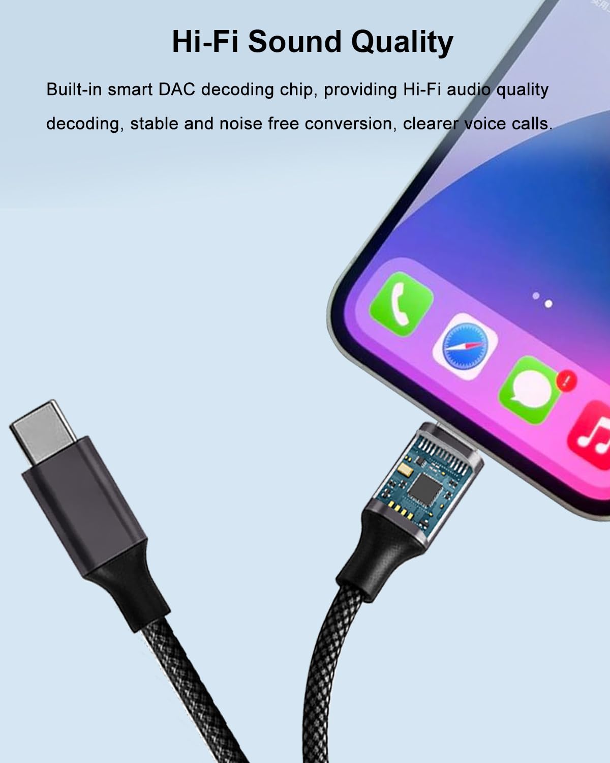 AreMe 2-in-1 Headphone Adapter for Lightning & USB C to 3.5mm Aud by AreMe - Angle View 4