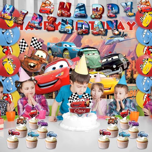 42pcs McQueen Party Decoration Pack Includes，Banner，Cake - Product Imagery