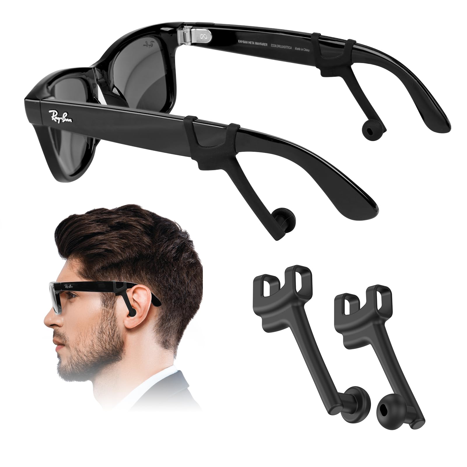 KONAFEI Increase Privacy Ear Tips for RayBan Meta Gen1/2 Glasses, by KONAFEI - Angle View 1