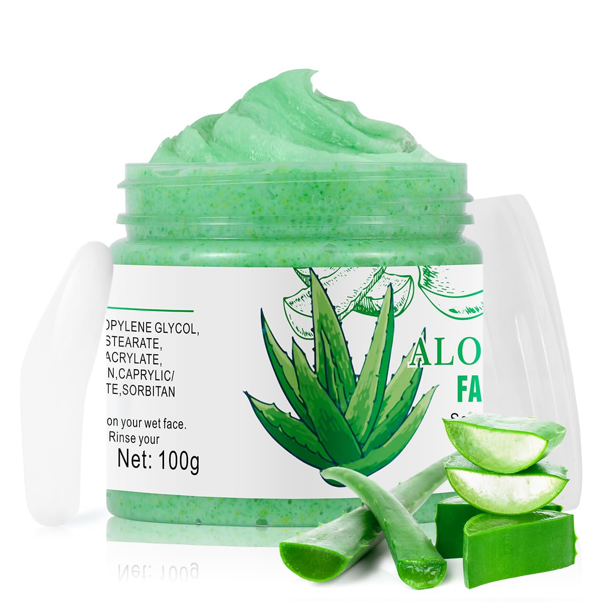 Aloe Vera Facial Scrub & Cleanser - Exfoliating Face Wash for - Product Imagery