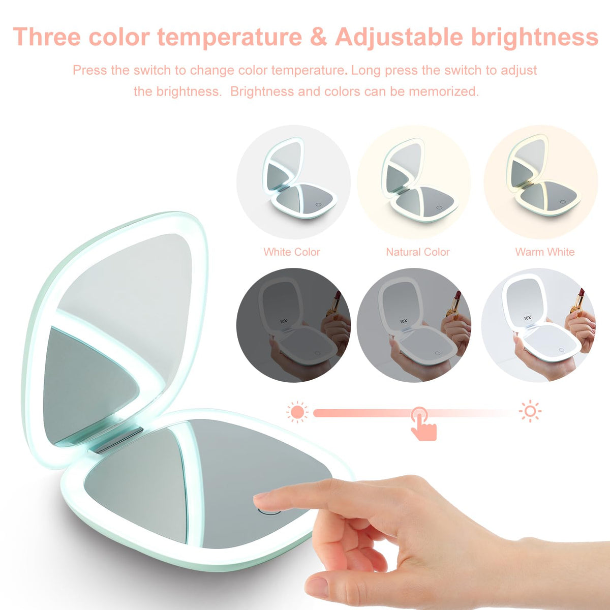 Compact Mirror with Light 4 Inches Compact 1x 10x Magnifying - Mocado Official Imagery - 6
