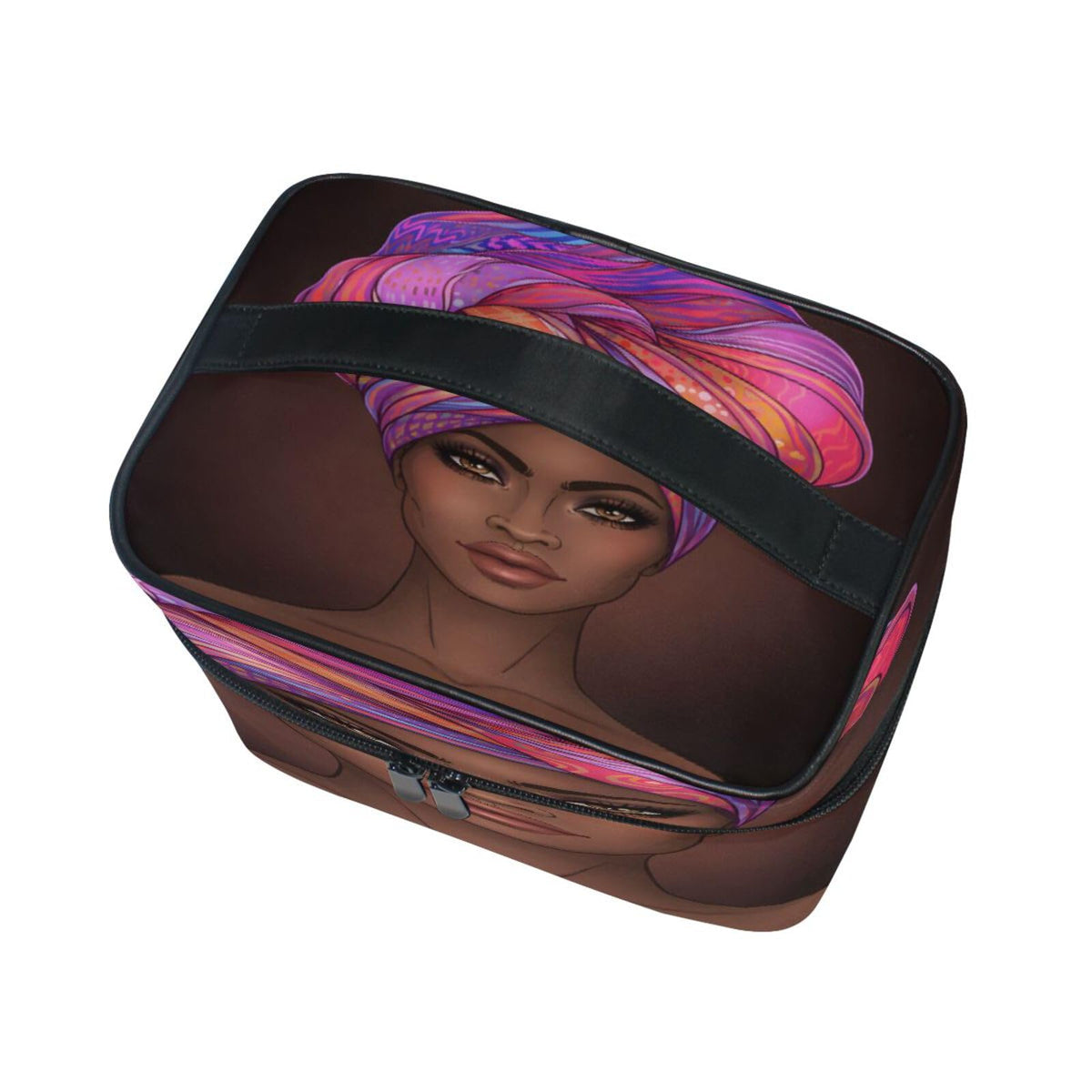 Makeup Bag Square Cosmetic Train Case African American Woman - senya Official Imagery - 4