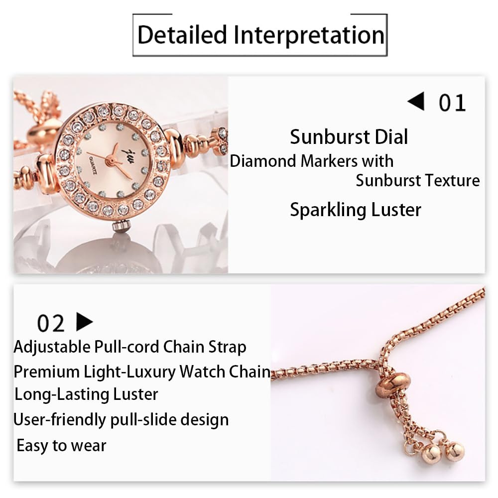 Women Crystal Bracelet Watch Elegant Heart Shaped Sliding - GOODLIYA Official Imagery - 4