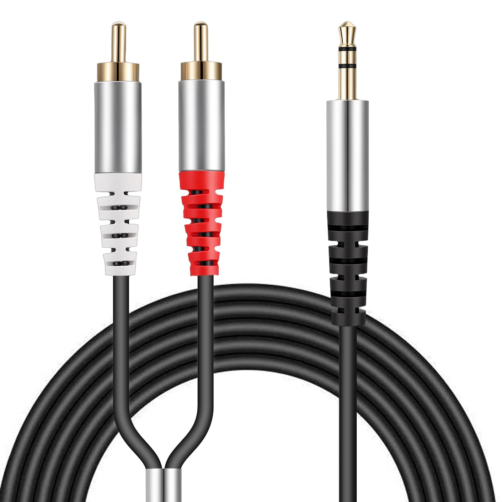 Amaxiu 3.5mm to RCA Cable, RCA to 3.5mm AUX Audio Y Splitter Cord by Amaxiu - Angle View 2