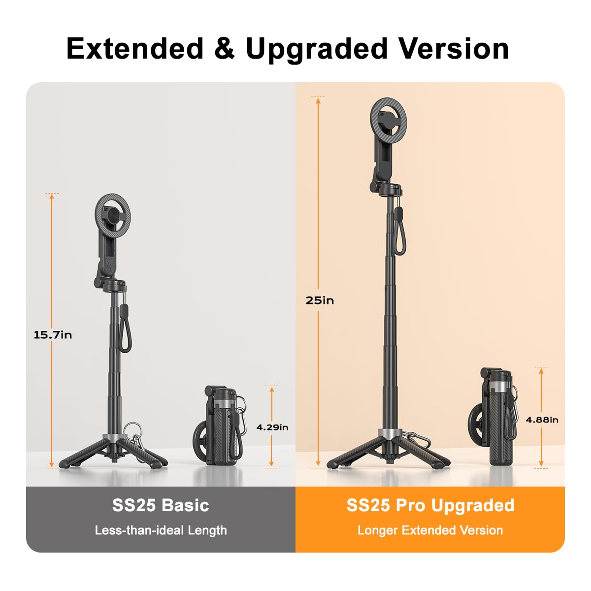 Upgrated 5 in 1 Magnetic Selfie Stick with Remote for Cell - XO Official Imagery - 3