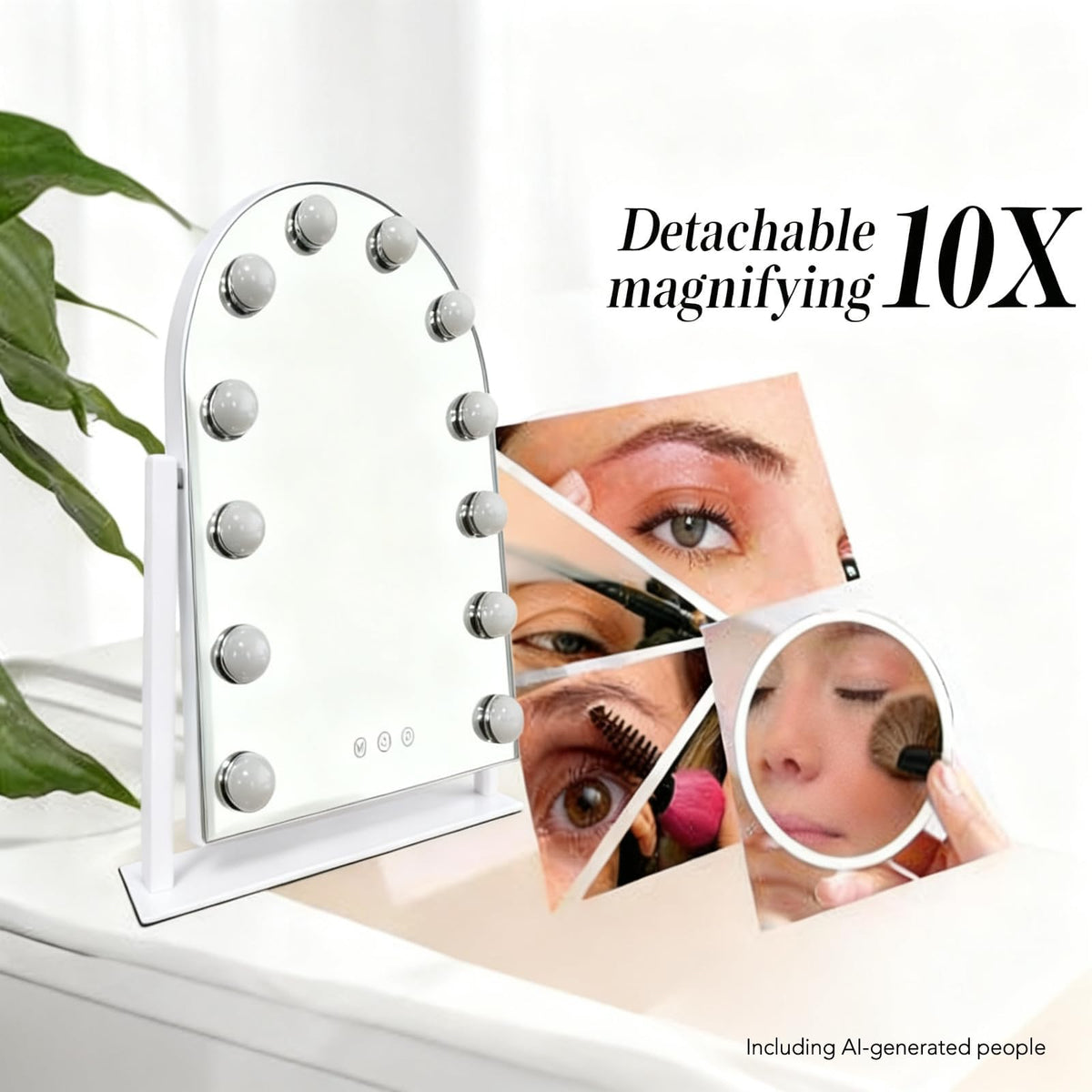 Arched Makeup Vanity Mirror with Lights 10X White 18 5 x 14 - SLIMOON Official Imagery - 4