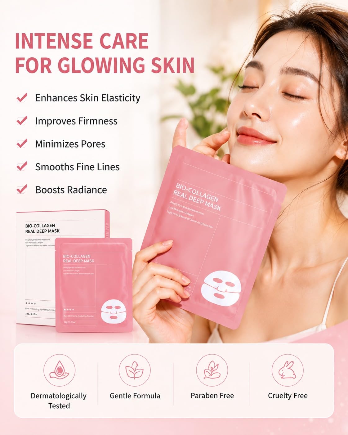 Bio Collagen Real Deep Mask, Daily Skincare Hydration Face Mask, - Generic