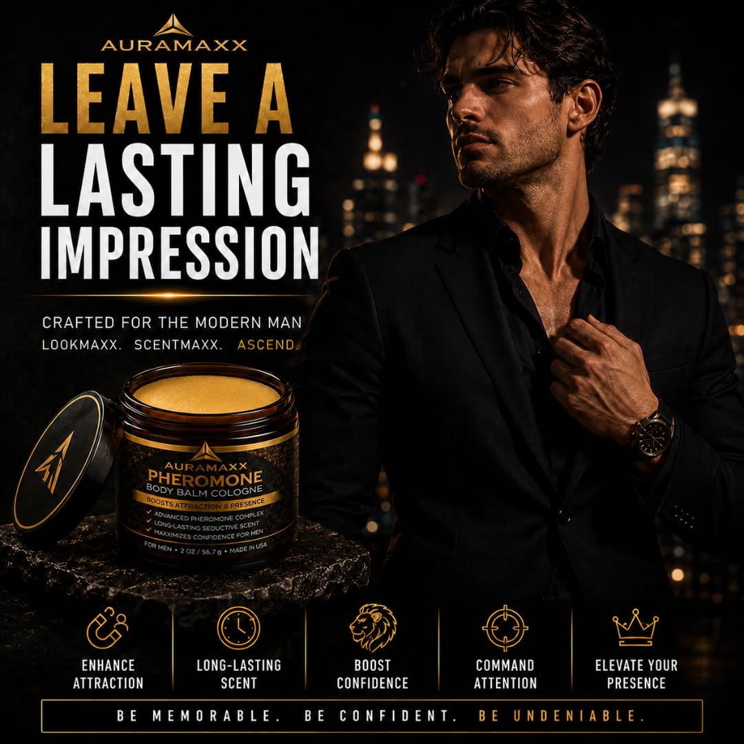 Pheromone Body Balm Cologne for Men Long Lasting Masculine - AuraMaxx Official Product Imagery - 5