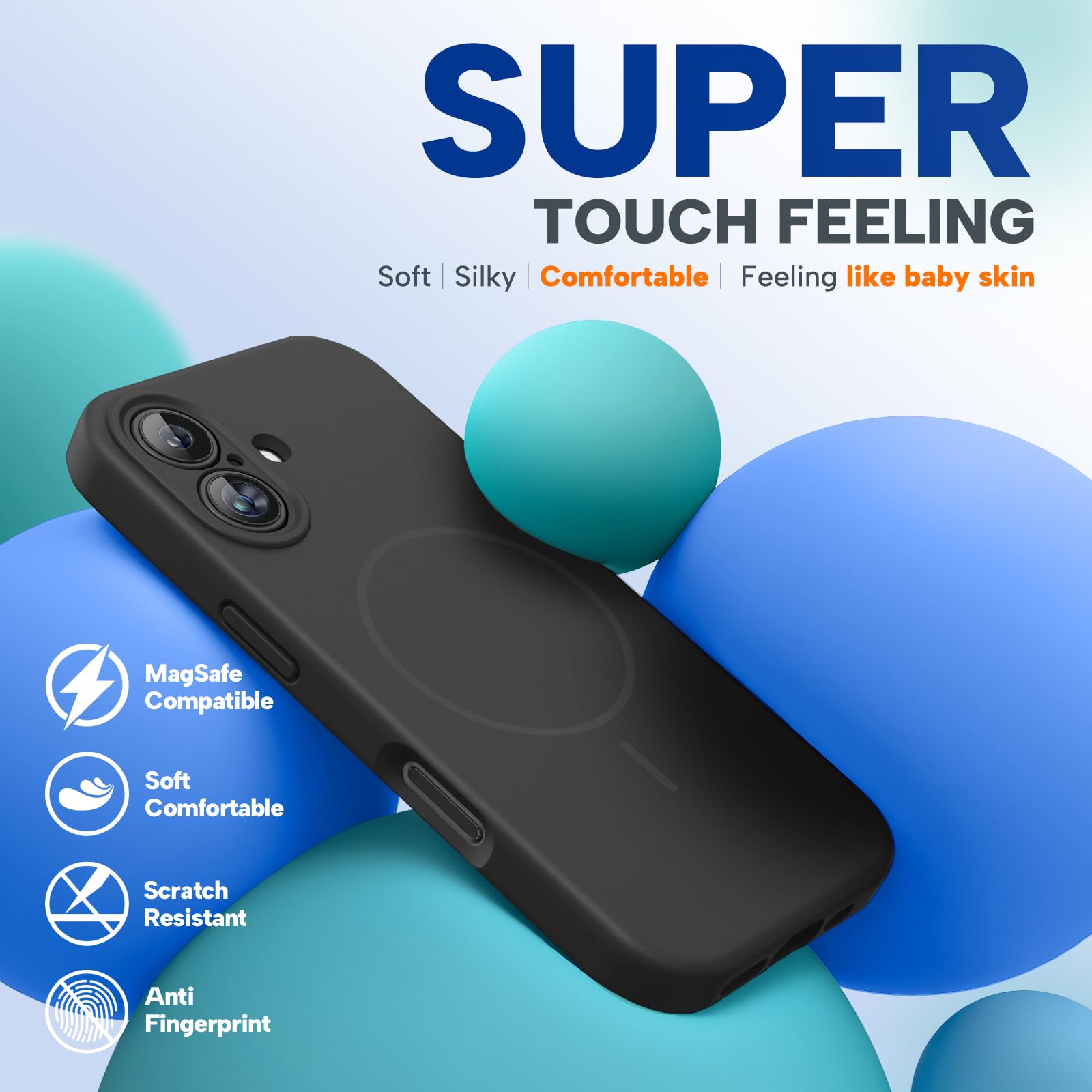 Miracase Silicone & Magnetic for iPhone 16 Case, Black - Miracase Official Product View 8