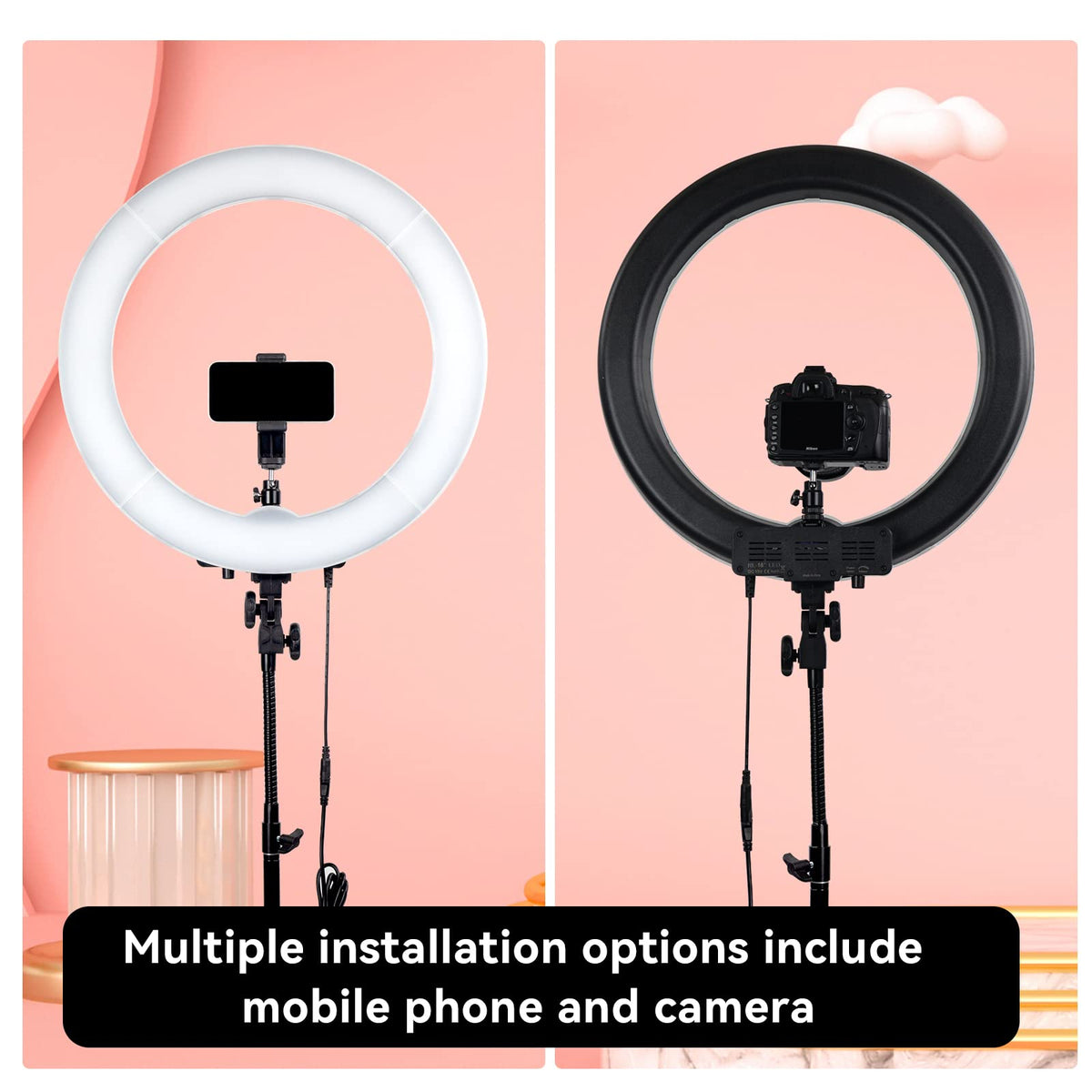 18 Inch Ring Light 55W Dimmable 5500K Light with 240 LEDs - LDGHO Official Imagery - 6
