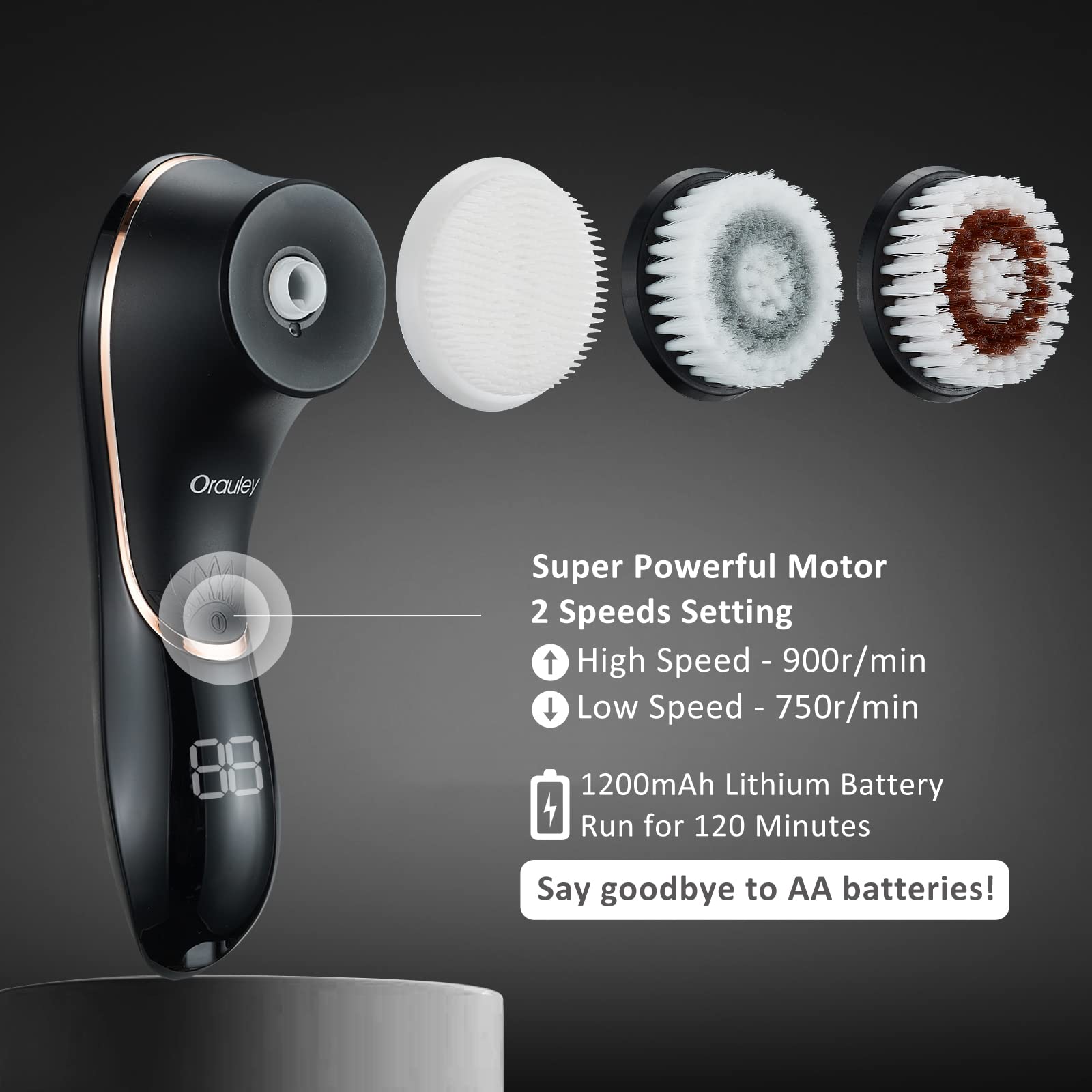 Facial Cleansing Brush Electric Face Scrubber Rechargeable - Orauley Official Imagery - 7