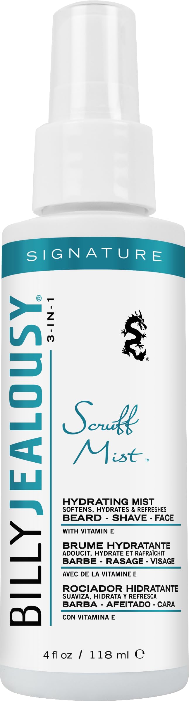 Billy Jealousy Signature Scruff Mist 3-in-1 Hydrating Beard, Shave & Face Spray for Men with Vitamin E | Soften Stubble, Refresh, Tone & Moisturize Skin, and Promote Healthy Beard Growth, 4 Fl Oz