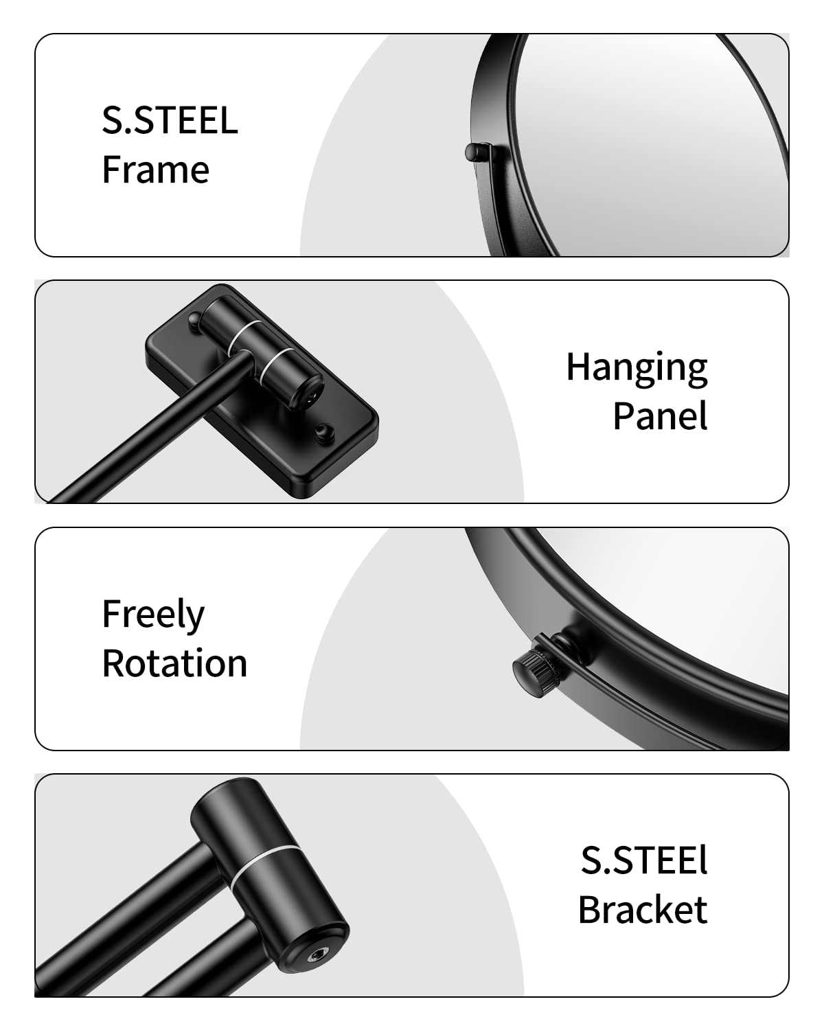 Gospire 9 Large Size Wall Mount Magnifying Mirror 1X 10X - Gospire Official Imagery - 5
