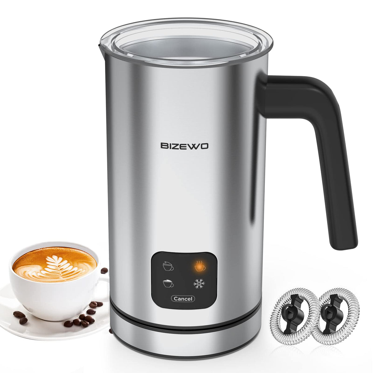 Milk Frother Electric 4 IN 1 Warm and Cold Milk Steamer for - BIZEWO Official Imagery - 2