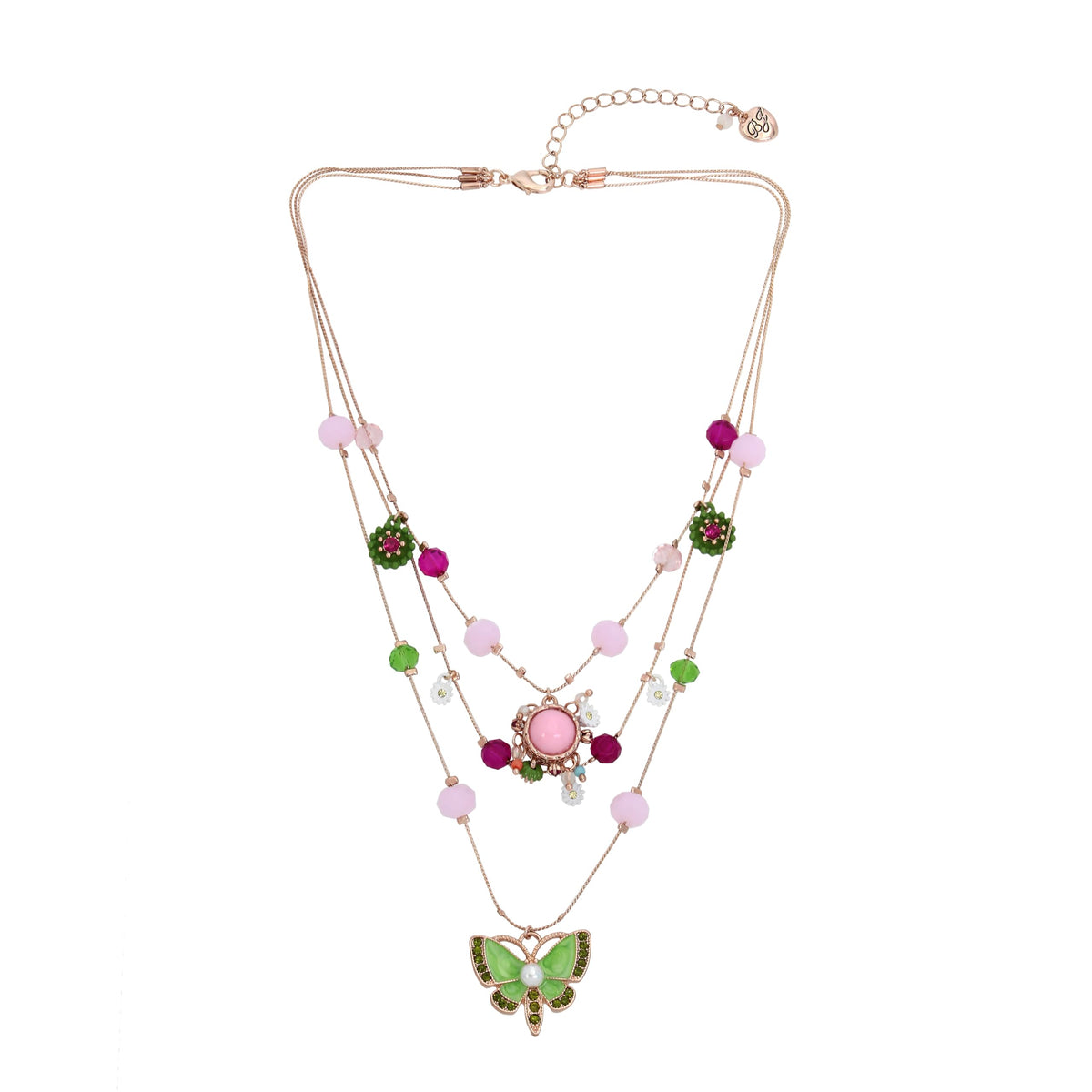 Betsey Johnson Womens Butterfly Charms Layered Necklace - Betsey Johnson Official Imagery - 7