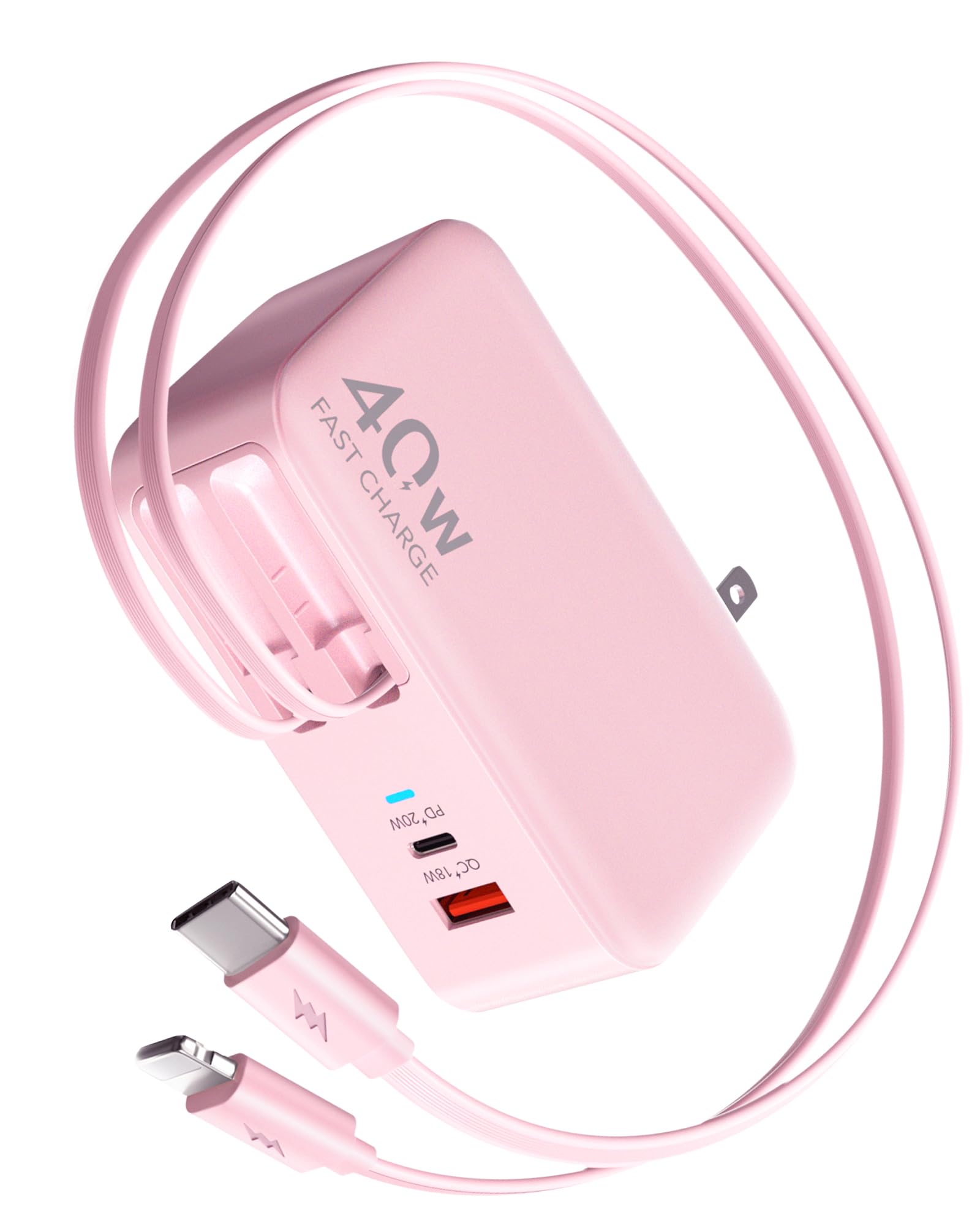 HATALKIN 4-in-1 Retractable USB C Wall Charger,40W Fast Charging by HATALKIN - Angle View 10