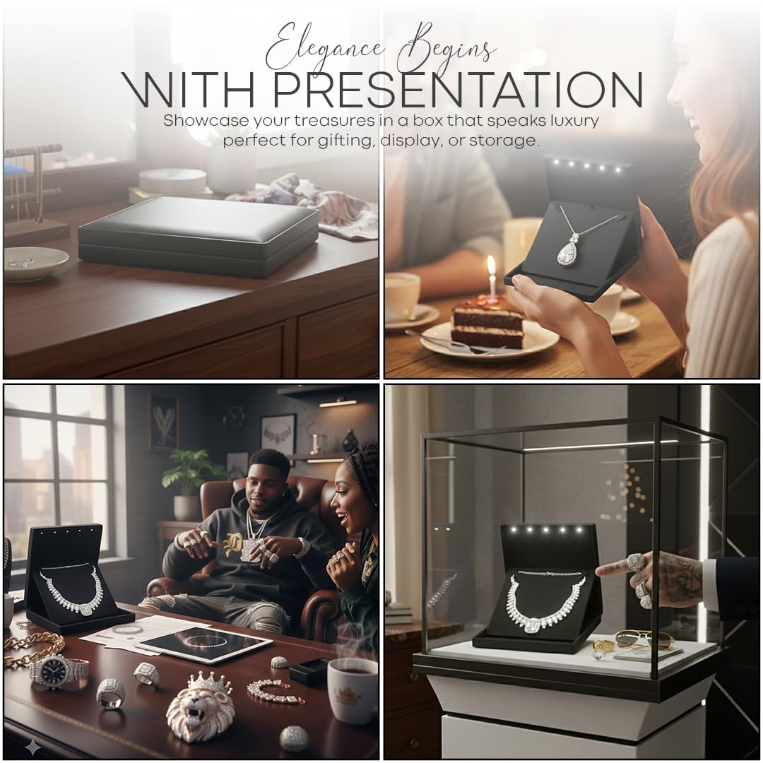 Elegant LED Light Necklace Box Luxury Gift Holder for - YJCBOX Official Imagery - 7