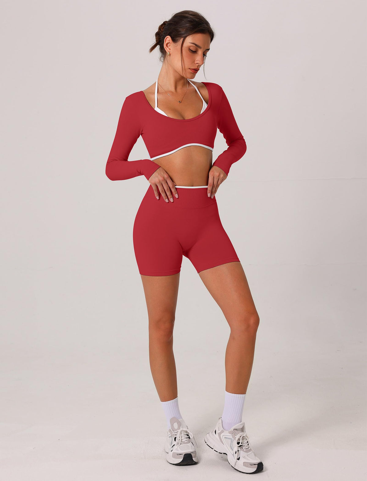 ABOCIW Workout Sets for Women 2 Piece Seamless Color Block - ABOCIW Official Imagery - 6