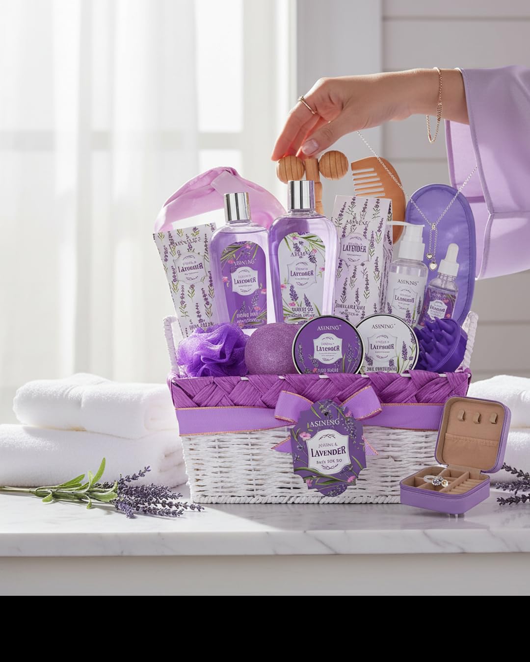 Gift for Women Lavender Bath and Body Gift Basket Facial - ASINING Official Imagery - 4